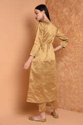 Beige Embroidered Kurta Set